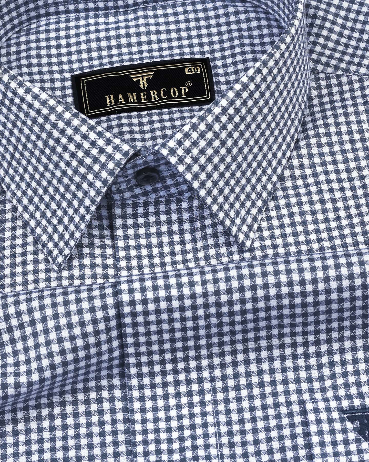 Steel Gray With White Check Dobby Cotton Formal Shirt – Hamercop