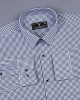 Steel Gray With White Check Dobby Cotton Formal Shirt