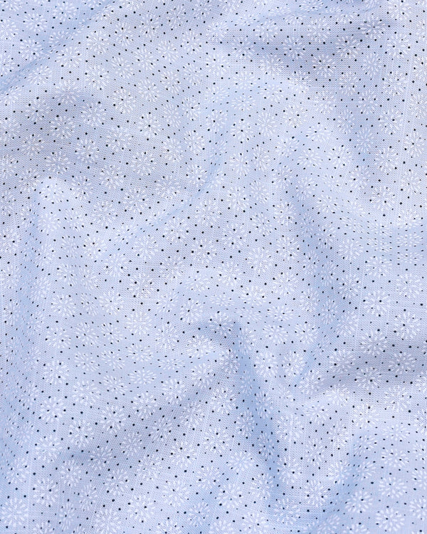 Derino Gray Dot Printed Linen Cotton Shirt