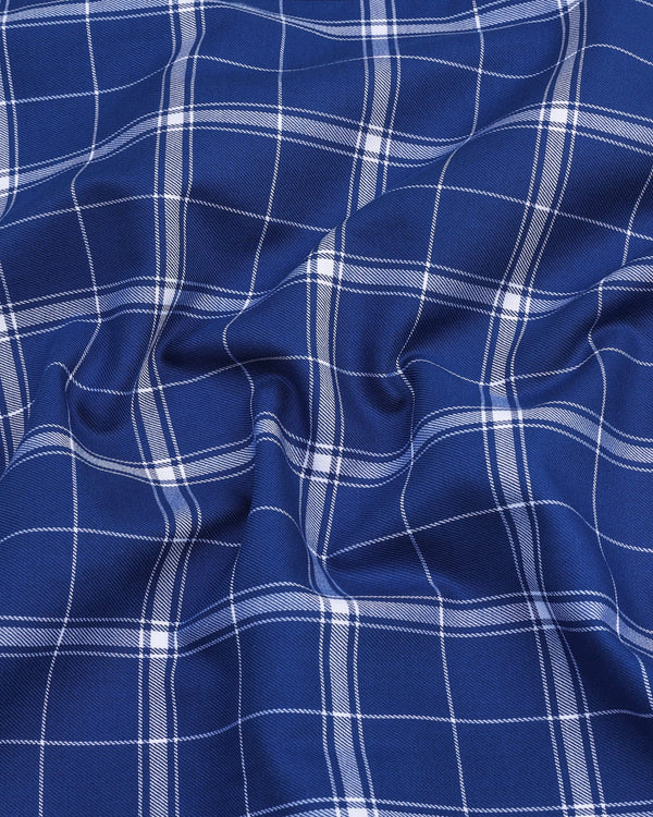 Wular Blue With White Twill Check Soft Cotton Shirt
