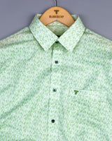 Wilson Green Leaf Printed Amsler Linen Cotton Shirt