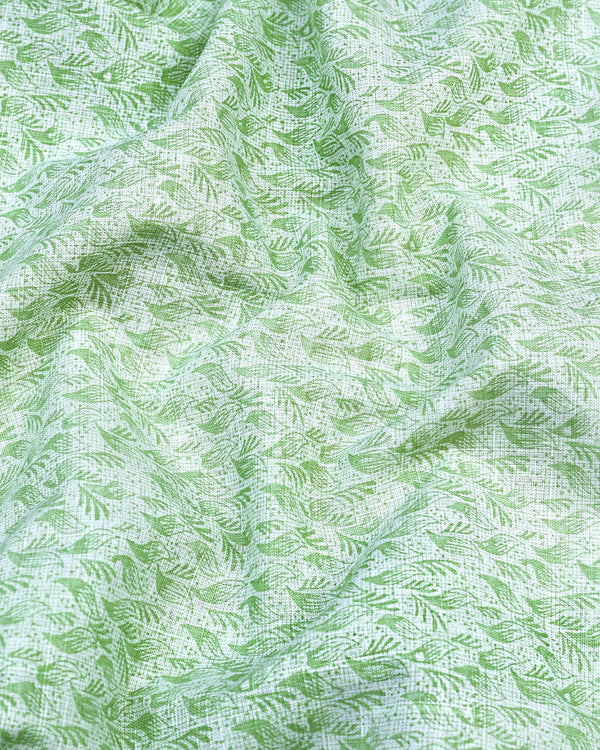 Wilson Green Leaf Printed Amsler Linen Cotton Shirt