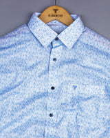 Wilson Blue Leaf Printed Amsler Linen Cotton Shirt