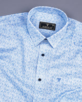 Wilson Blue Leaf Printed Amsler Linen Cotton Shirt