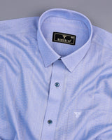 Midas SkyBlue With White Geometrical Printed Linen Cotton Shirt