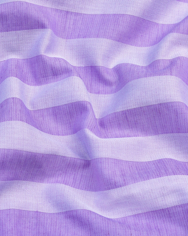 Eclate Lavender With White Stripe Linen Cotton Shirt