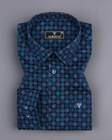 Porter NavyBlue Geometrical Circle Printed Cotton Shirt