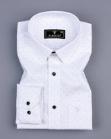 Hyper White With Black Dotted Dobby Texture Cotton Shirt