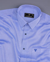 Gemstone Blue With White Jacquard Texture Cotton Shirt