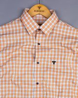 Melon Orange With White Oxford Check Formal Cotton Shirt