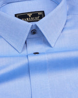 Meton SkyBlue Dobby Textured Solid Cotton Shirt