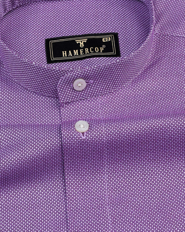 Wolin Purple With White Dobby Texture Cotton Shirt