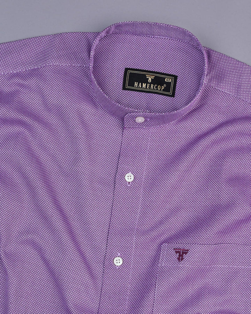 Wolin Purple With White Dobby Texture Cotton Shirt