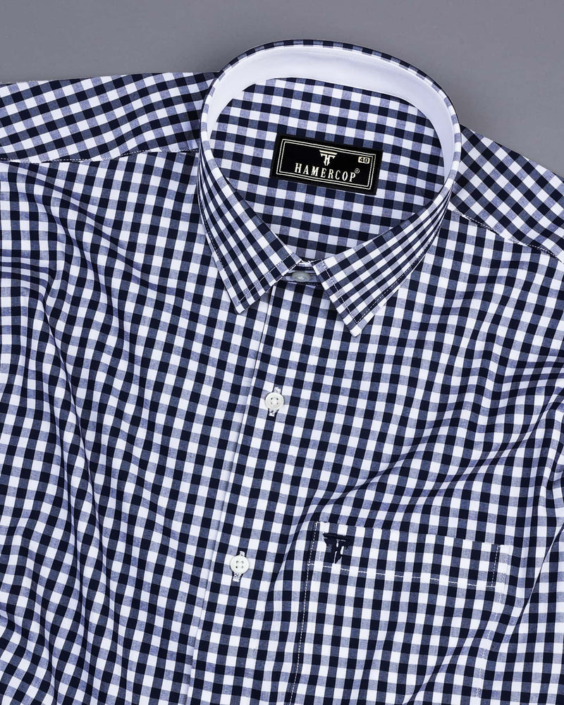 Elgin NavyBlue With White Yarn Dyed Check Designer Shirt