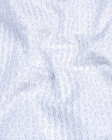 Nile White With Gray Print Self Weft Stripe Dobby Cotton Shirt