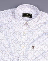 Rewa Cream With White Printed Amsler Linen Cotton Shirt