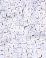 Rewa Cream With White Printed Amsler Linen Cotton Shirt