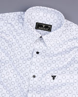 Rewa Gray With White Printed Amsler Linen Cotton Shirt