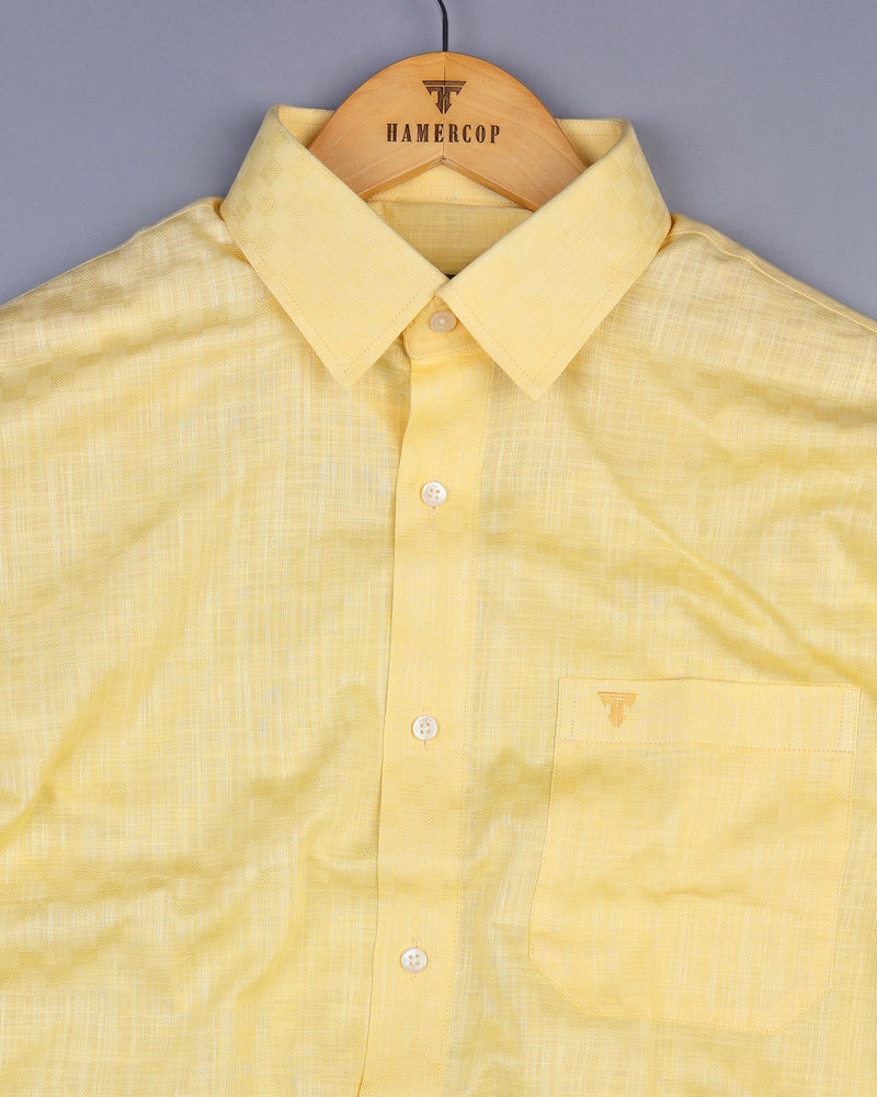Liza Yellow Amsler Dobby Cotton Solid Shirt