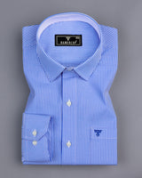 Tibet Blue With White Stripe Formal Cotton Designer Shirt