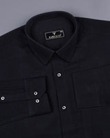 Midnight Black Linen Cotton Formal Shirt