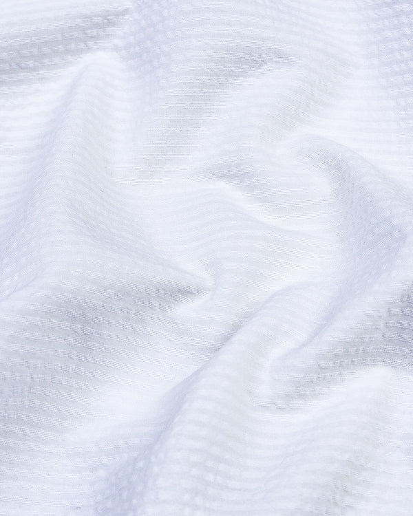 White Self Stripe Seersucker Dobby Cotton Shirt