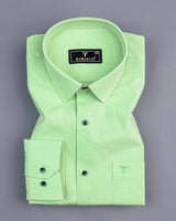 Pista Green Self Stripe Seersucker Cotton Shirt