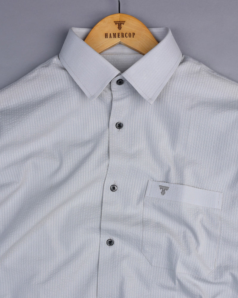 Gray Self Stripe Seersucker Dobby Cotton Shirt