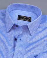Pastel SkyBlue Jacquard Pattern Dobby Cotton Shirt