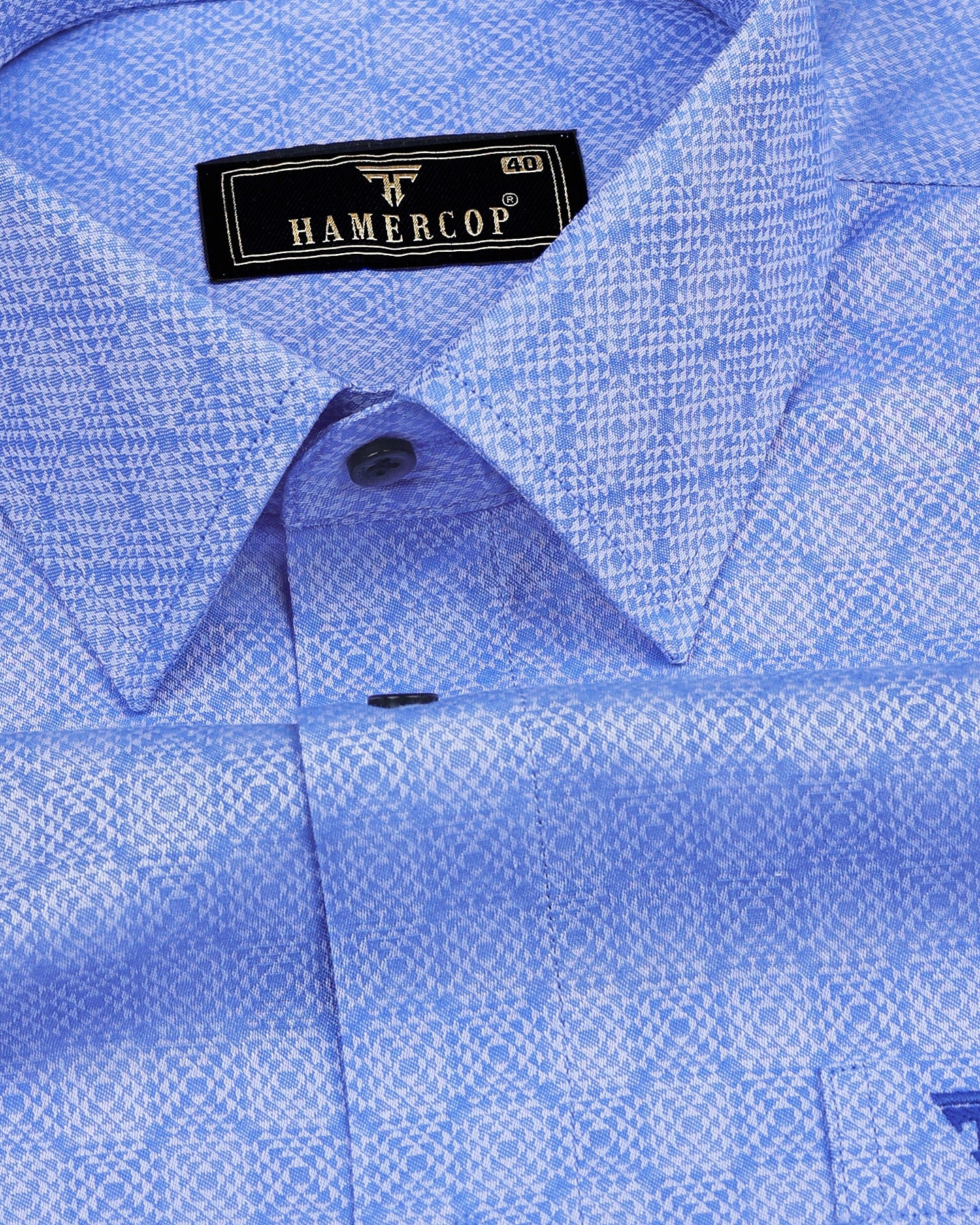 Pastel SkyBlue Jacquard Pattern Dobby Cotton Shirt – Hamercop