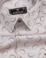 Cream Dry Leaf Jacquard Textured Premium Cotton Shirt