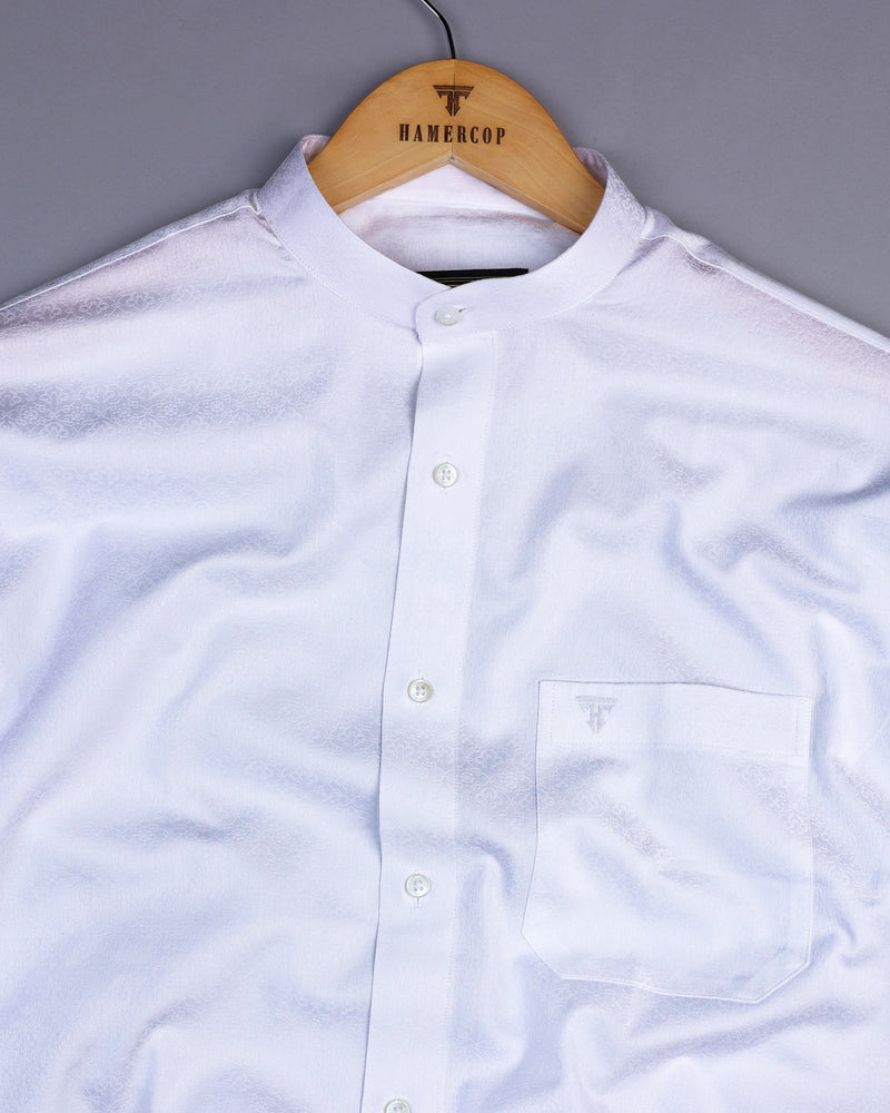 Sparkle White Jacquard Textured Premium Cotton Shirt