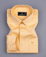 Cacino Yellow Dobby Textured Jacquard Cotton Shirt