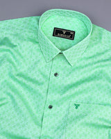 Cacino Green Dobby Textured Jacquard Cotton Shirt