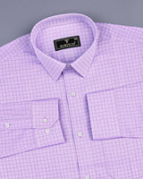 Light Purple Oval Patterned Jacquard Cotton Shirt