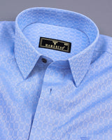 Edison SkyBlue Jacquard Square Pattern Dobby Cotton Shirt