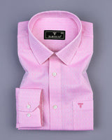 Edison Pink Jacquard Square Pattern Dobby Cotton Shirt