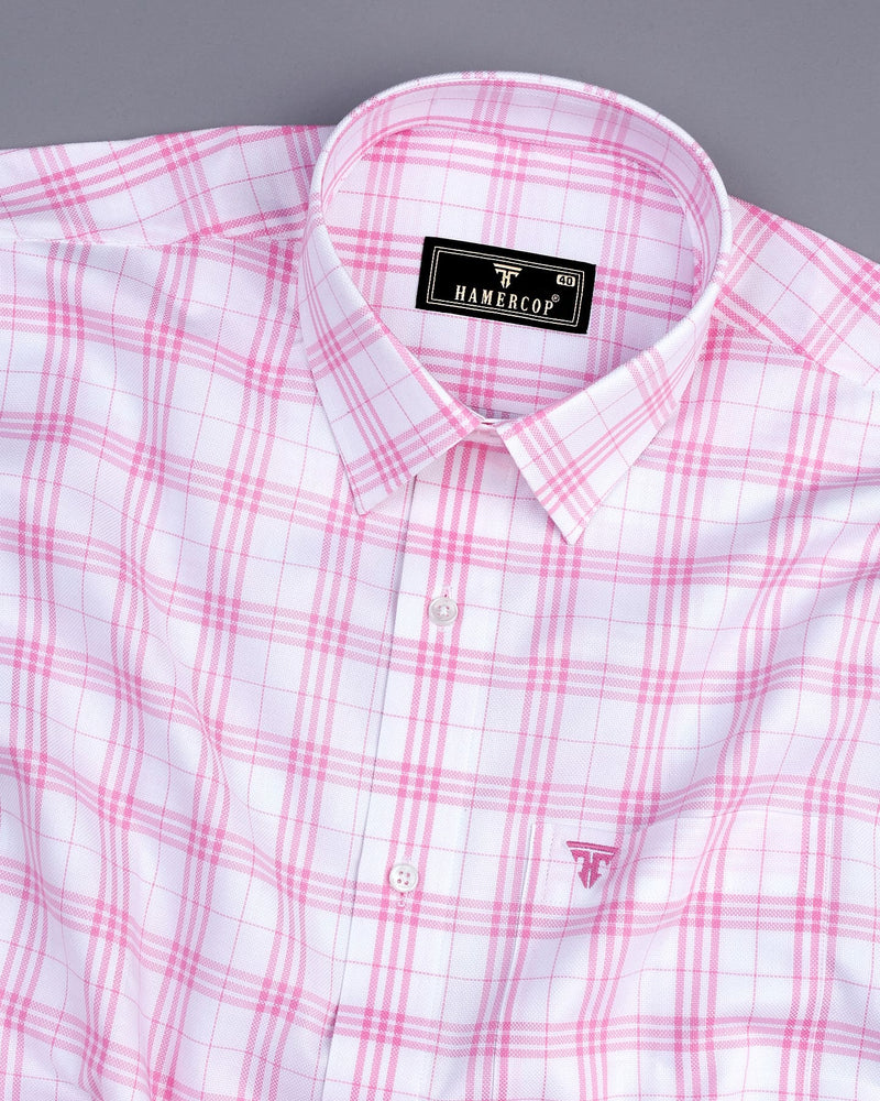 Peony Pink With White Check Dobby Cotton Shirt