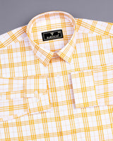 Peony Yellow With White Check Dobby Cotton Shirt