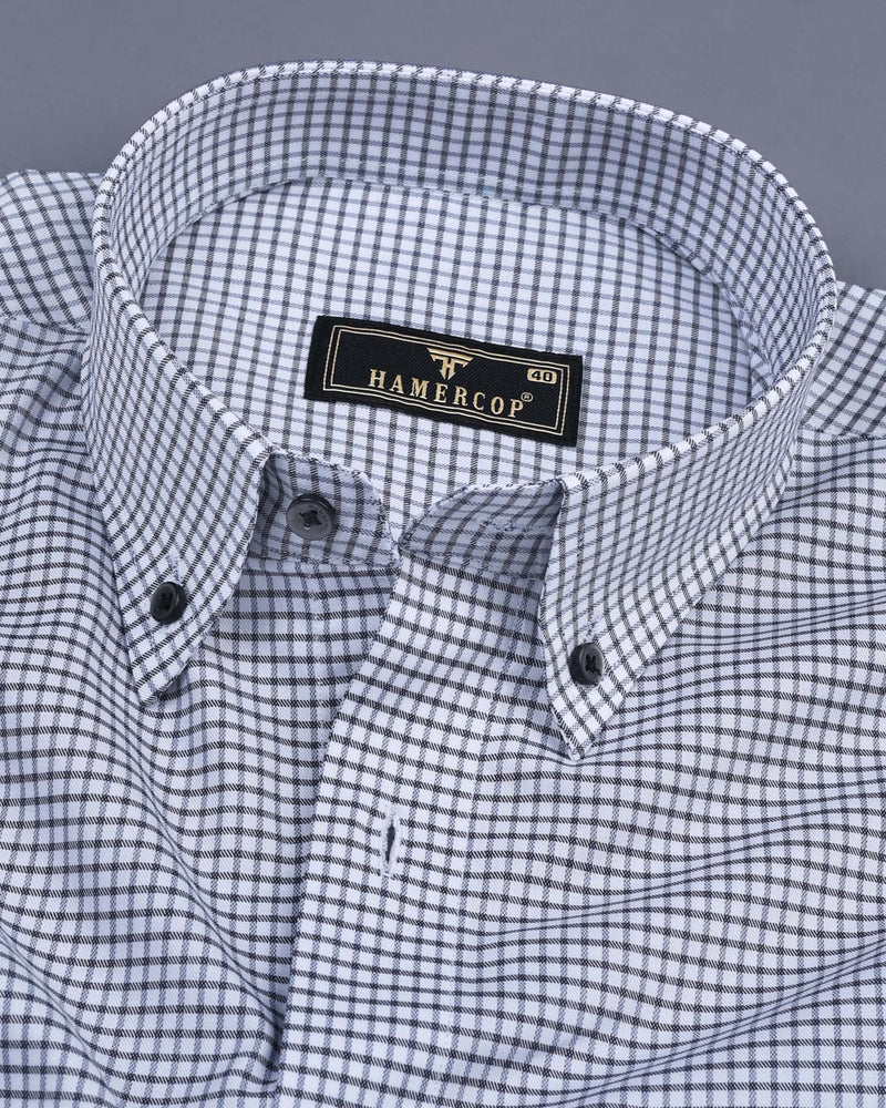 White With Blue And Black Check Formal Cotton Shirt – Hamercop