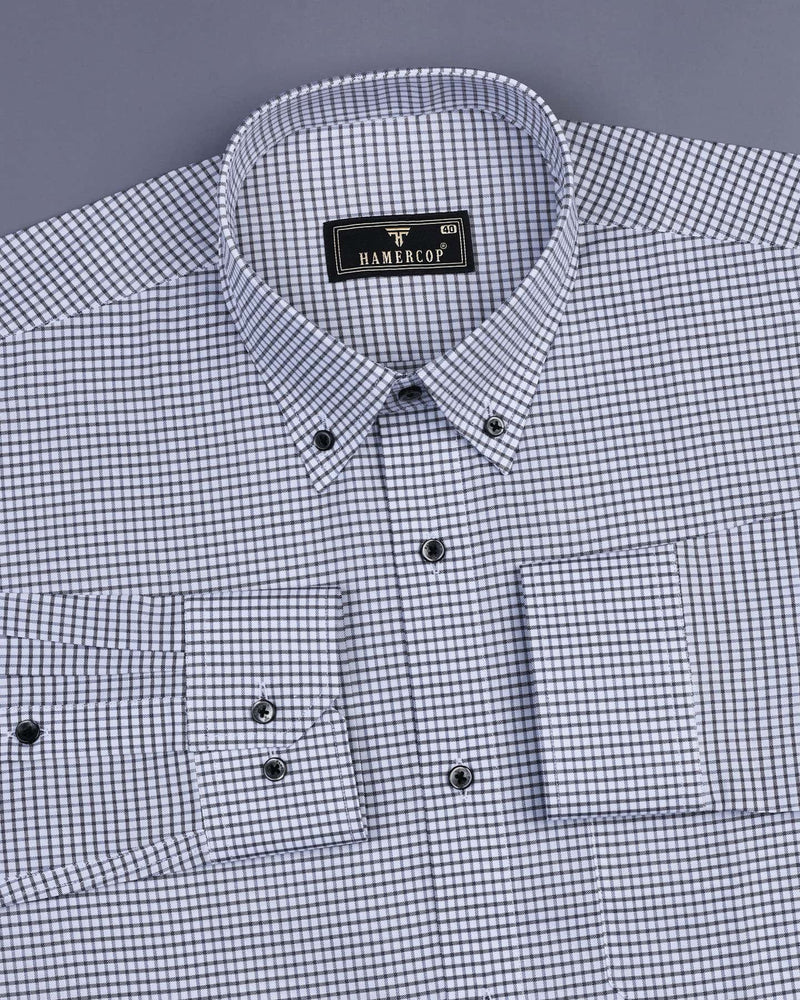 White With Blue And Black Check Formal Cotton Shirt – Hamercop