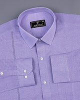 Purple Micro Houndstooth Dobby Cotton Formal Shirt