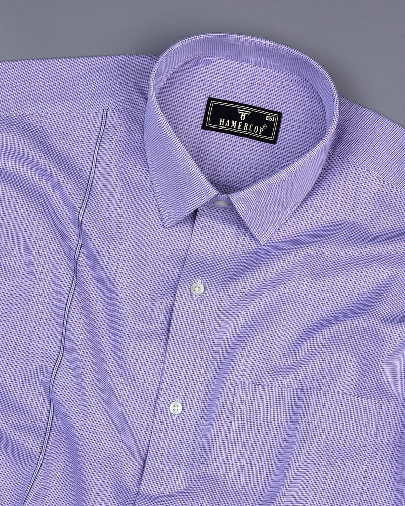 Purple Micro Houndstooth Dobby Cotton Formal Shirt