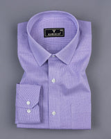 Purple Micro Houndstooth Dobby Cotton Formal Shirt