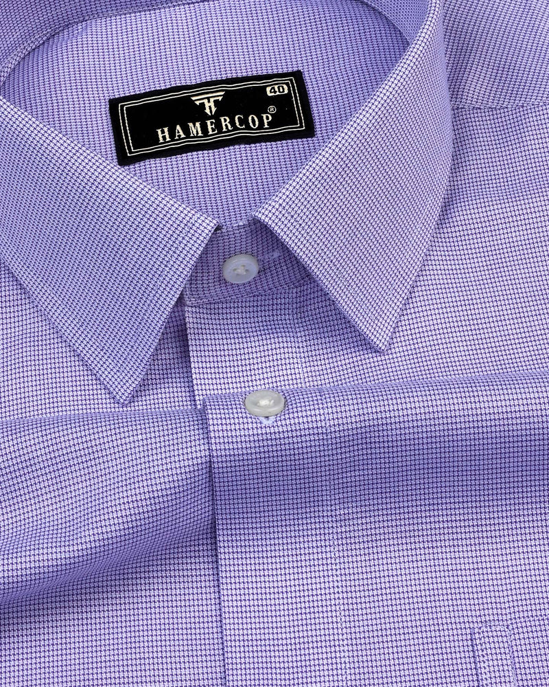 Purple Micro Houndstooth Dobby Cotton Formal Shirt