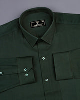 Bottle Green Dobby Textured Solid Cotton Shirt