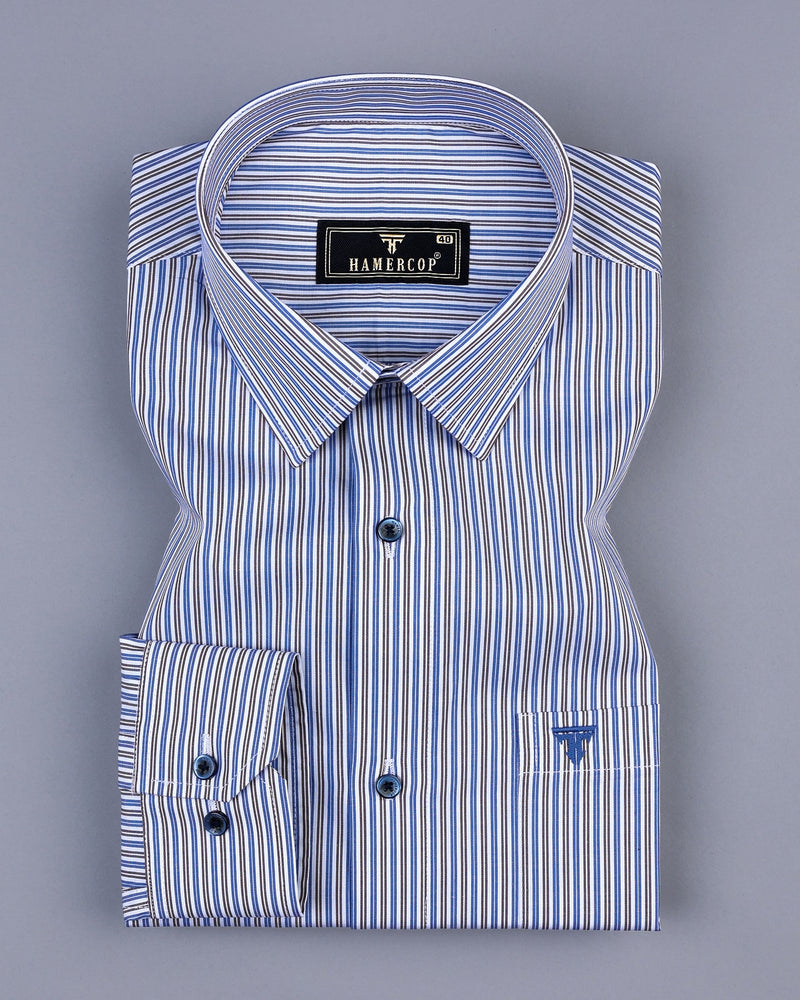 Blue And Black Business Stripe Formal Cotton Shirt – Hamercop