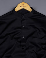 Mesh Black Soft Touch Satin Premium Cotton Shirt