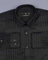 Black With Sliver Dobby Gamming Wrex Weft Stripe Cotton Shirt