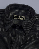 Black With Sliver Dobby Gamming Wrex Weft Stripe Cotton Shirt